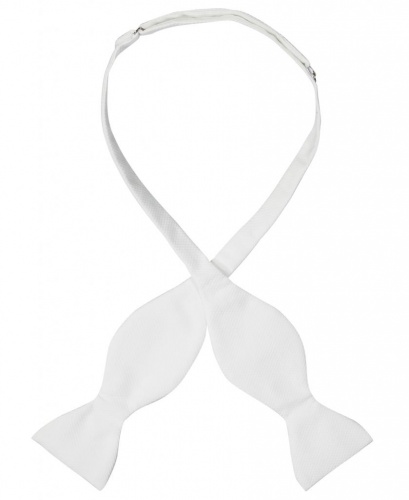 White Self Tie Bow Tie with Marcella Weave - Gents Shop